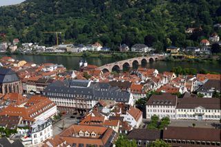 Blick vom Heidelberger Schloss auf Teil der Stadt